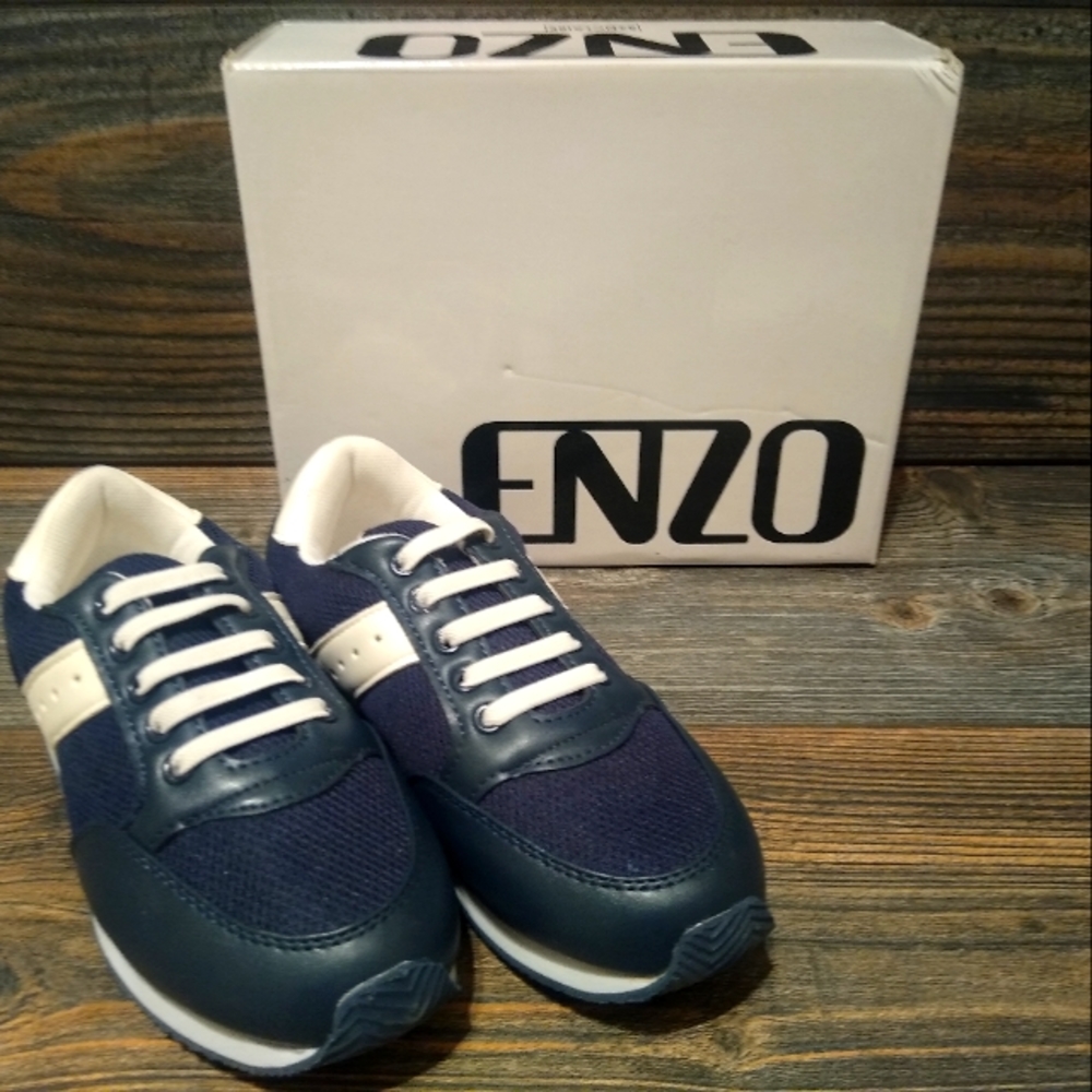 Enzo Kids Emilliano Lace Up Sneaker Shoes, Navy White